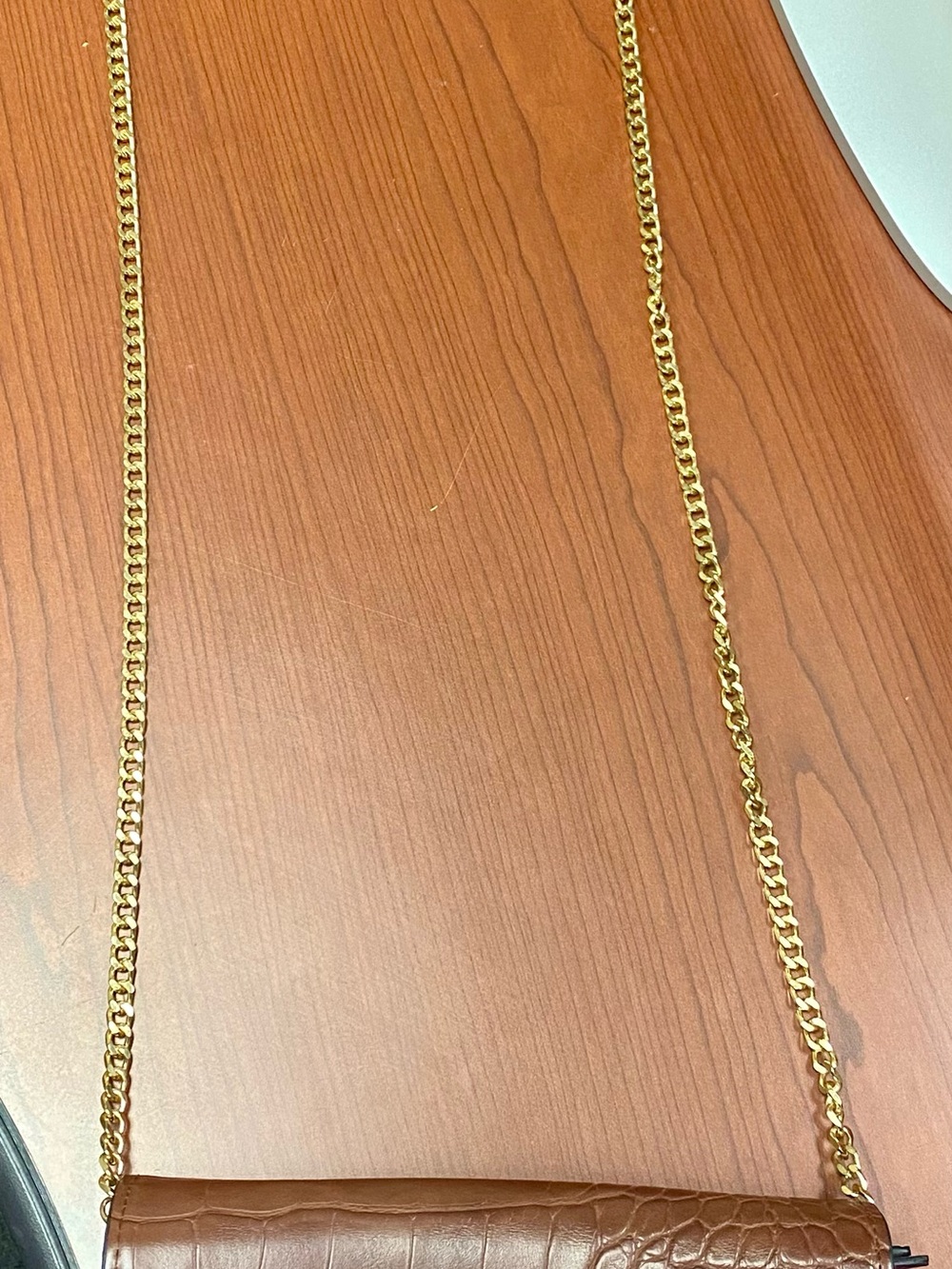 Gold Chain Strap Necklace with Brown Accents